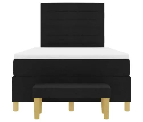 Kastes Gulta Ar Matraci & Sola Melnā Krāsā 120X200 Cm Audumā Vidaxl