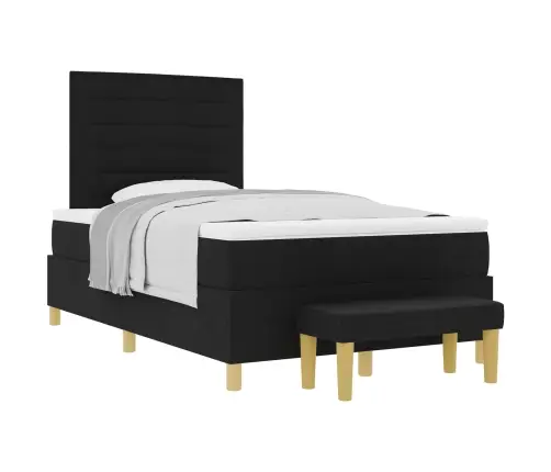 Kastes Gulta Ar Matraci & Sola Melnā Krāsā 120X200 Cm Audumā Vidaxl