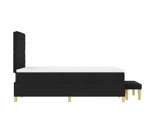 Kastes Gulta Ar Matraci & Sola Melnā Krāsā 120X200 Cm Audumā Vidaxl