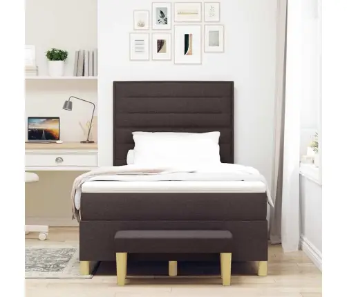 Kiemas Lova Su Čiužiniu Tamsiai Ruda 120 X 200 Cm Audinys