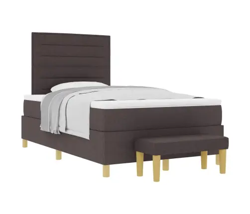 Kiemas Lova Su Čiužiniu Tamsiai Ruda 120 X 200 Cm Audinys