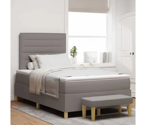 Kastītes Atsperu Gulta Pelēkbrūna 120 X 200 Cm Audums Vidaxl