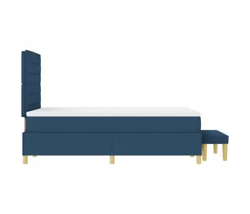 Kastītes Atsperu Gulta Ar Matraci Zila 120 X 200 Cm Audums Vidaxl