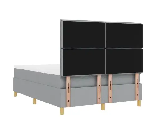 Kastītes Atsperu Gulta Gaiši Pelēks 140 X 190 Cm Audums Vidaxl