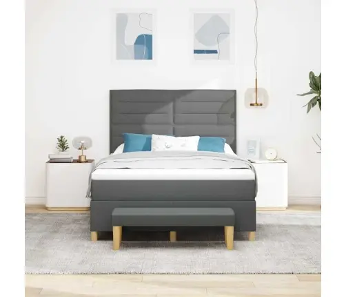 Kastītes Atsperu Gulta Tumši Pelēks 140 X 190 Cm Audums Vidaxl