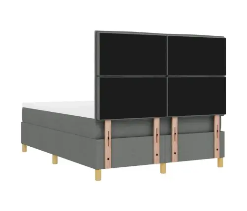 Kastītes Atsperu Gulta Tumši Pelēks 140 X 190 Cm Audums Vidaxl