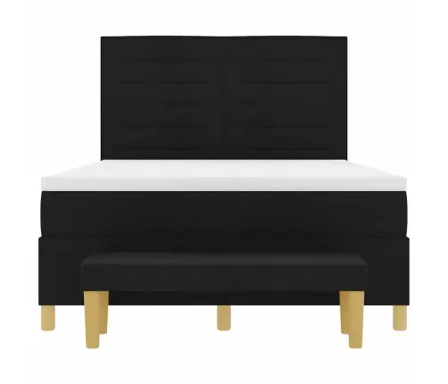 Kastītes Atsperu Gulta Ar Matraci Melna 140 X 190 Cm Audums Vidaxl