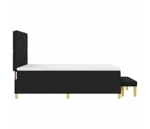 Kastītes Atsperu Gulta Ar Matraci Melna 140 X 190 Cm Audums Vidaxl