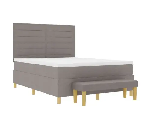 Kastītes Atsperu Gulta Pelēkbrūna 140 X 190 Cm Audums Vidaxl