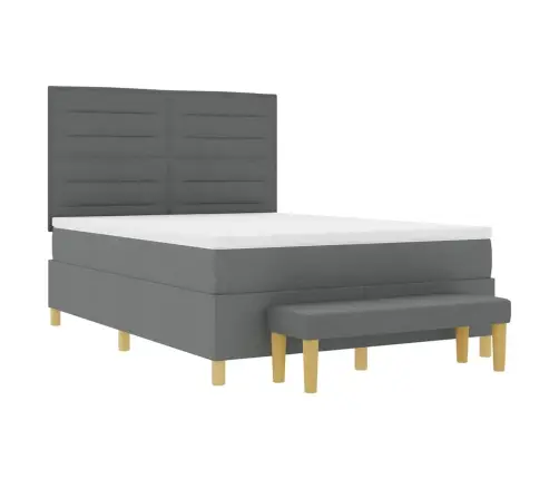 Kastītes Atsperu Gulta Tumši Pelēka 140 X 200 Cm Audums Vidaxl