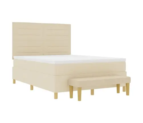 Kiemas Lova Su Čiužiniu Kreminė 140 X 200 Cm Audinys