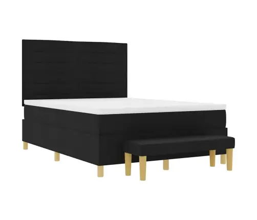 Kastītes Atsperu Gulta Ar Matraci Melna 160 X 200 Cm Audums Vidaxl