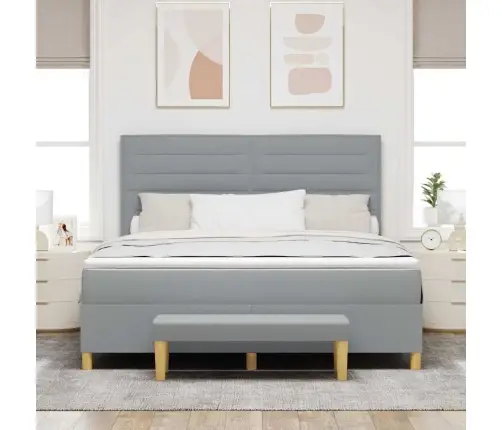 Kastītes Atsperu Gulta Gaiši Pelēks 180 X 200 Cm Audums Vidaxl