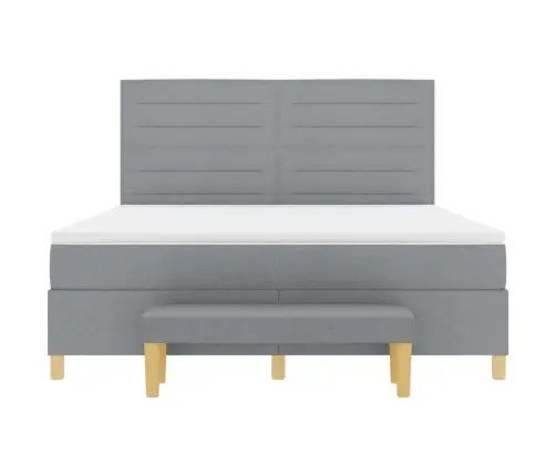 Kastītes Atsperu Gulta Gaiši Pelēks 180 X 200 Cm Audums Vidaxl