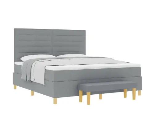 Kastītes Atsperu Gulta Gaiši Pelēks 180 X 200 Cm Audums Vidaxl