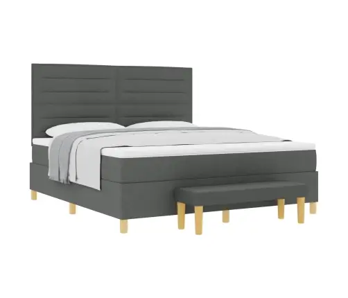 Kastītes Atsperu Gulta Tumši Pelēka 180 X 200 Cm Audums Vidaxl