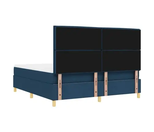 Kastītes Atsperu Gulta Ar Matraci Zila 180 X 200 Cm Audums Vidaxl