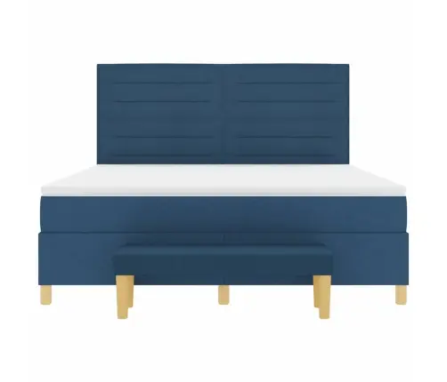 Kastītes Atsperu Gulta Ar Matraci Zila 180 X 200 Cm Audums Vidaxl