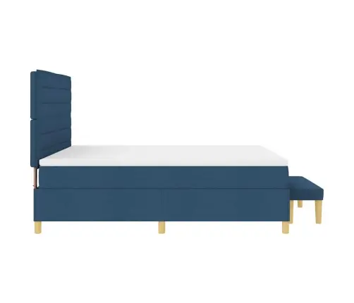 Kastītes Atsperu Gulta Ar Matraci Zila 180 X 200 Cm Audums Vidaxl