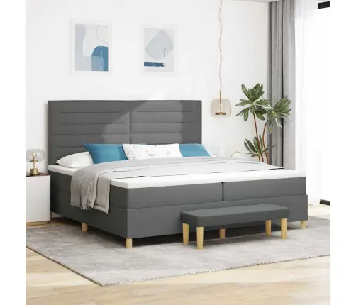 Kastītes Atsperu Gulta Tumši Pelēks 200 X 200 Cm Audums Vidaxl