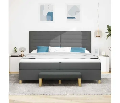 Kastītes Atsperu Gulta Tumši Pelēks 200 X 200 Cm Audums Vidaxl