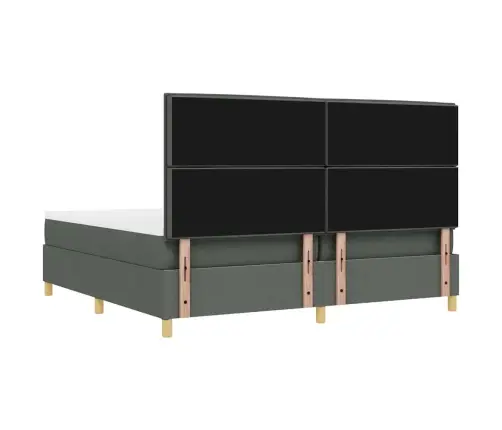 Kastītes Atsperu Gulta Tumši Pelēks 200 X 200 Cm Audums Vidaxl