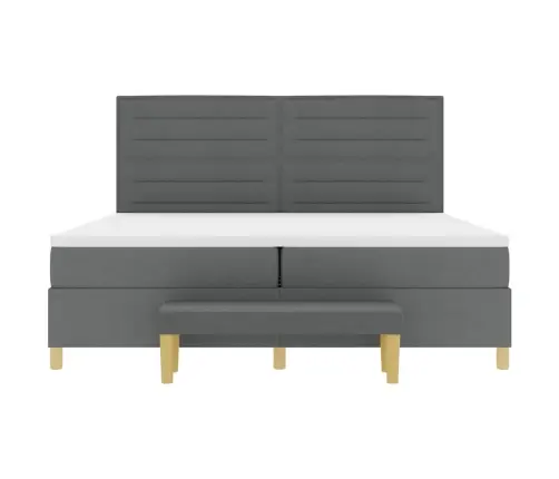 Kastītes Atsperu Gulta Tumši Pelēks 200 X 200 Cm Audums Vidaxl