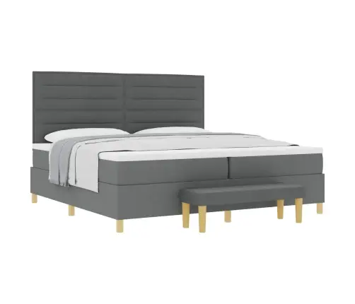 Kastītes Atsperu Gulta Tumši Pelēks 200 X 200 Cm Audums Vidaxl