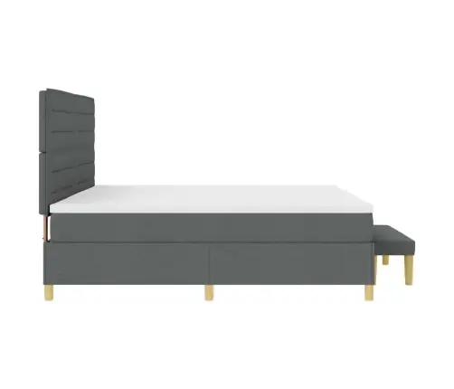 Kastītes Atsperu Gulta Tumši Pelēks 200 X 200 Cm Audums Vidaxl