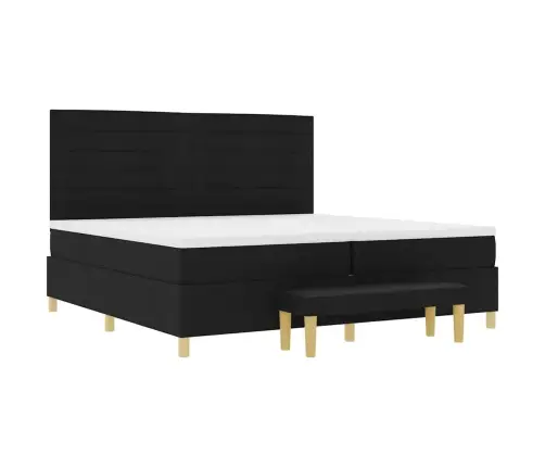 Kastītes Atsperu Gulta Ar Matraci Melna 200 X 200 Cm Audums Vidaxl