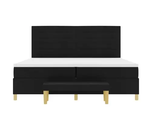 Kastītes Atsperu Gulta Ar Matraci Melna 200 X 200 Cm Audums Vidaxl