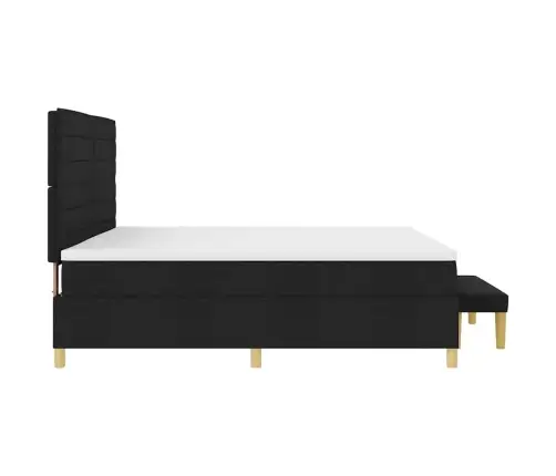 Kastītes Atsperu Gulta Ar Matraci Melna 200 X 200 Cm Audums Vidaxl