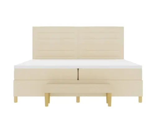 Kastītes Atsperu Gulta Ar Matraci Krēmkrāsa 200 X 200 Cm Audums Vidaxl