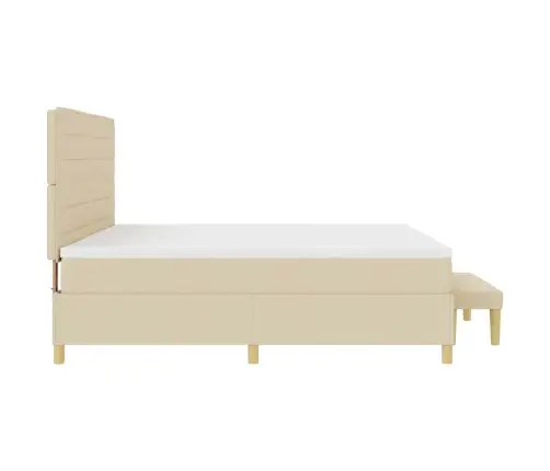 Kastītes Atsperu Gulta Ar Matraci Krēmkrāsa 200 X 200 Cm Audums Vidaxl