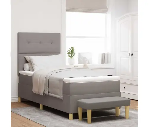 Kastītes Atsperu Gulta Ar Matraci Pelēkbrūna 80 X 200 Cm Audums Vidaxl