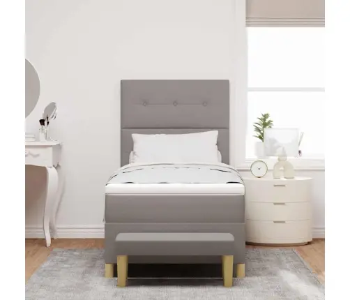 Kastītes Atsperu Gulta Ar Matraci Pelēkbrūna 80 X 200 Cm Audums Vidaxl