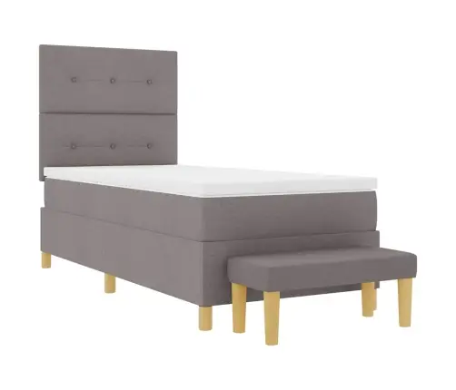 Kastītes Atsperu Gulta Ar Matraci Pelēkbrūna 80 X 200 Cm Audums Vidaxl
