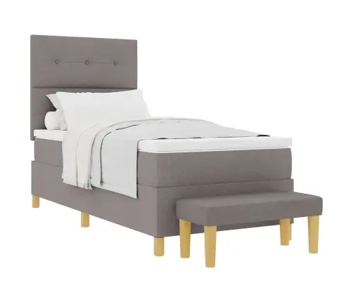 Kastītes Atsperu Gulta Ar Matraci Pelēkbrūna 80 X 200 Cm Audums Vidaxl