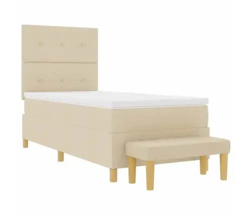 Kastītes Atsperu Gulta Ar Matraci Krēmkrāsa 80 X 200 Cm Audums Vidaxl