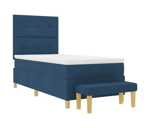 Kastītes Atsperu Gulta Ar Matraci Zila 80 X 200 Cm Audums Vidaxl