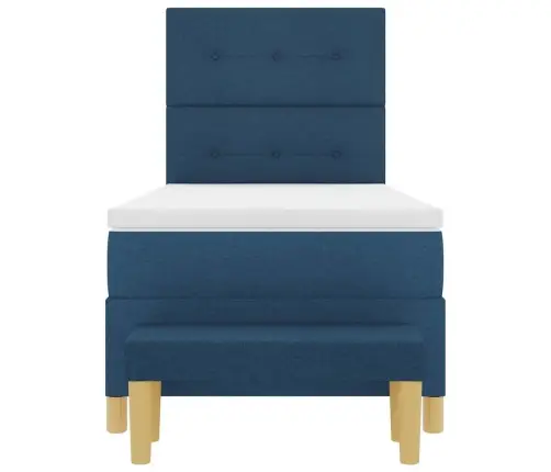 Kastītes Atsperu Gulta Ar Matraci Zila 80 X 200 Cm Audums Vidaxl