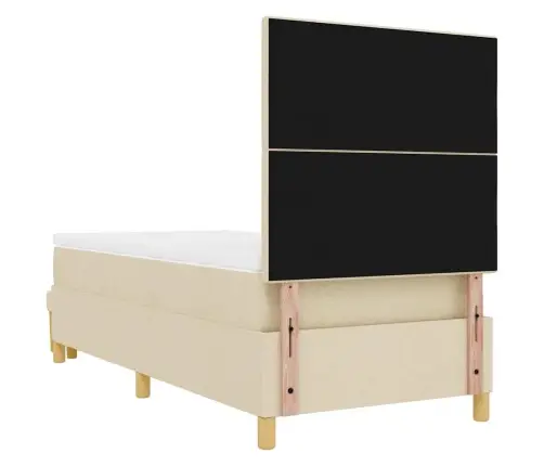 Kastītes Atsperu Gulta Ar Matraci Krēmkrāsa 90 X 190 Cm Audums Vidaxl