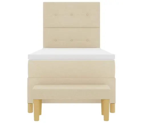 Kastītes Atsperu Gulta Ar Matraci Krēmkrāsa 90 X 190 Cm Audums Vidaxl