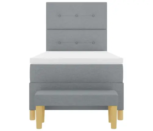 Kastītes Atsperu Gulta Gaiši Pelēks 90 X 200 Cm Audums Vidaxl