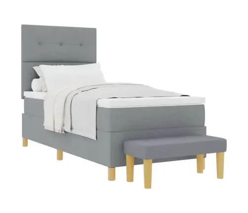 Kastītes Atsperu Gulta Gaiši Pelēks 90 X 200 Cm Audums Vidaxl