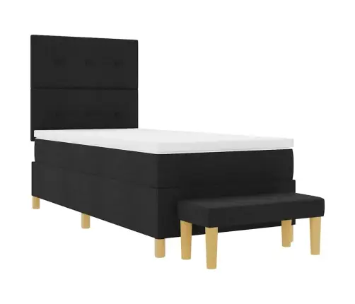 Kastītes Atsperu Gulta Ar Matraci Melna 90 X 200 Cm Audums Vidaxl