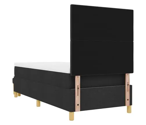 Kastītes Atsperu Gulta Ar Matraci Melna 90 X 200 Cm Audums Vidaxl