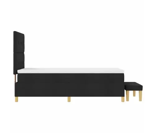 Kastītes Atsperu Gulta Ar Matraci Melna 90 X 200 Cm Audums Vidaxl