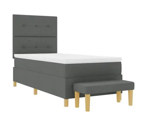 Kastes Atsperes Gulta Ar Matraci Un Soliņu Tumši Pelēka 100X200 Cm Audums Vidaxl