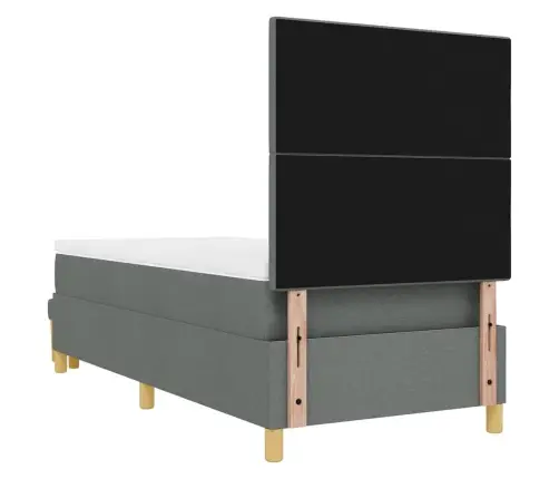 Kastes Atsperes Gulta Ar Matraci Un Soliņu Tumši Pelēka 100X200 Cm Audums Vidaxl